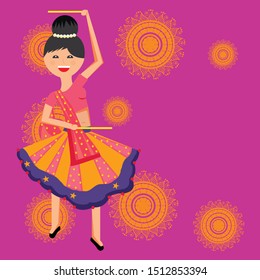 Vector Illustration Of Happy Navratri Celebration Abstract Background with Hindi Text.