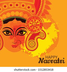 Vector Illustration Of Happy Navratri Celebration Abstract Background with Hindi Text.