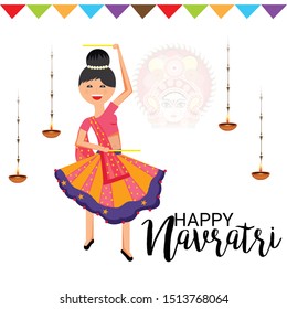 Vector Illustration Of Happy Navratri Celebration Abstract Background.