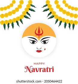 Ilustración vectorial para Feliz Navratri, feliz Durga puja con la cara de Maa Durga.