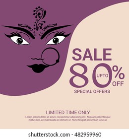 Vector illustration of Happy Navratri festival offer background.