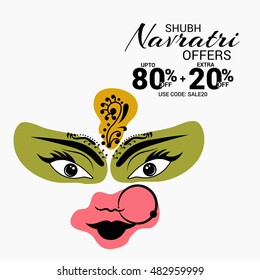 Vector illustration of Happy Navratri festival offer background.