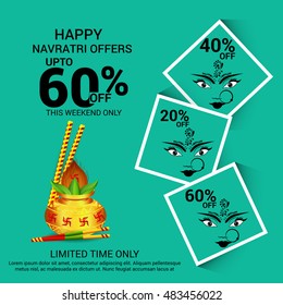 Vector illustration of Happy Navratri festival offer background.