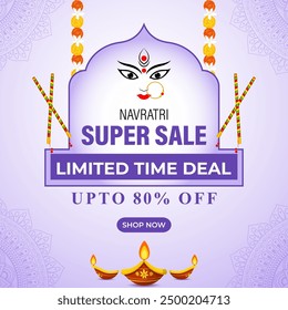 Vector illustration of Happy Navratri Sale social media feed template