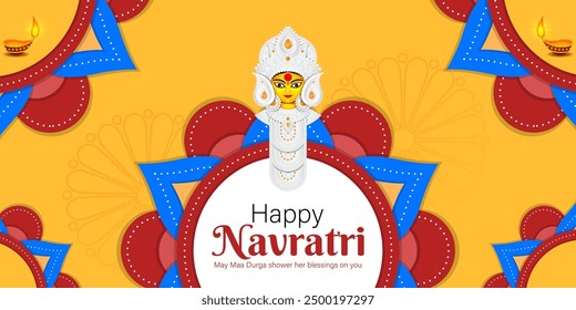 Vector illustration of Happy Navratri social media feed template