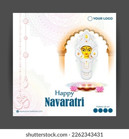 Vector illustration of Happy Navratri wishes greeting card, written Hindi text means happy navratri