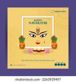 Vector illustration of Happy Navratri wishes greeting card, written Hindi text means happy navratri