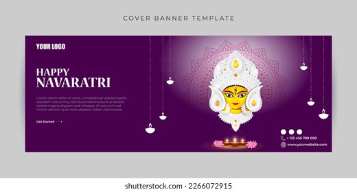 Vector illustration of Happy Navratri wishes cover banner mockup Template