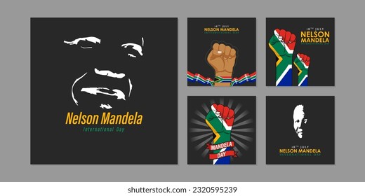 Vector illustration of Happy Nelson Mandela Day social media story feed mockup template