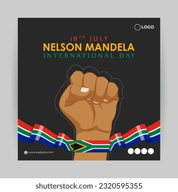 Vector illustration of Happy Nelson Mandela Day social media story feed mockup template