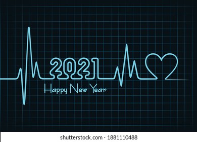 Vector illustration of Happy new 2021 year greeting