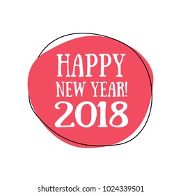 Vector Illustration of Happy New Year text. Cute greeting card, typography poster of modern style. Vector banner for New Year greeting. EPS 10.