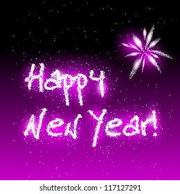 Vector illustration of Happy New Year in sparks