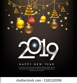 vector illustration of happy new year 2019