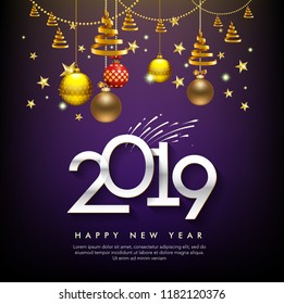 vector illustration of happy new year 2019
