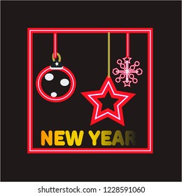 vector illustration of happy new year 2018 gold and black collors place for text christmas balls star, party