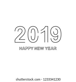 Vector illustration of Happy New Year 2019.