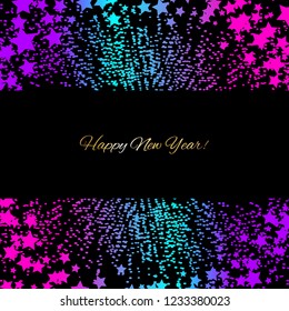 Vector illustration of Happy New Year! Colored bright stars