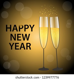 vector illustration of happy new year gold and black collors