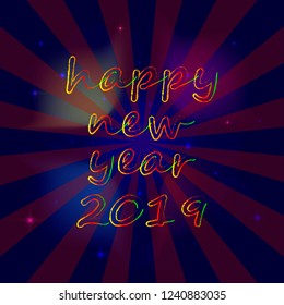 vector illustration of happy new year gold collors christmas 2019