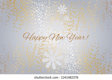Vector illustration of Happy New Year! Snow and snowflakes.