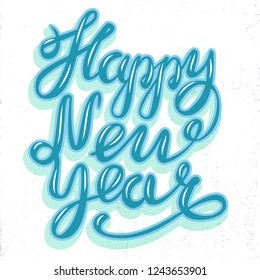 Vector illustration of 
Happy New Year text. Good for card, poster, banner, invitation, postcard, icon. Calligraphy background. Hand lettering typography poster. EPS 10