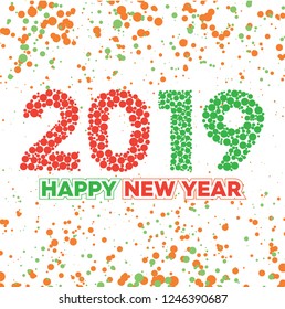 Vector illustration Happy New Year 2019