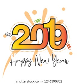 Vector illustration Happy New Year 2019
