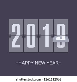 Vector illustration Happy new year 2019 Greeting card design template Leafing bord