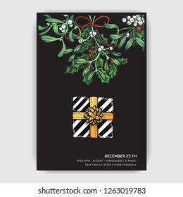 Vector illustration of happy new year. Hand drawn ivite for Christmas party.