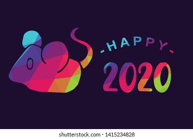 Vector Illustration of Happy New Year 2020 with Rat Animal Icon. Graphic Design for Shirt, Background, Template, Layout, Website, Mobile App and More.