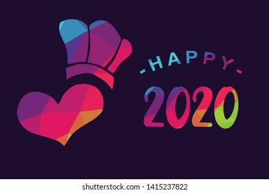 Vector Illustration of Happy New Year 2020 with Heart Shape. Graphic Design for Shirt, Background, Template, Layout, Website, Mobile App and More.