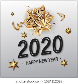 vector illustration of happy new year gold and black collors place for text christmas balls 2020