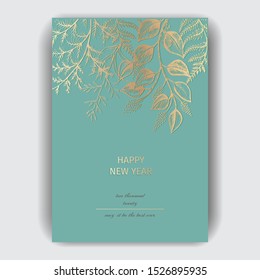 Vector illustration of happy new year. Hand drawn ivite for Christmas party.