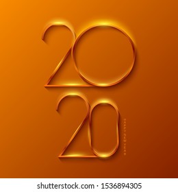 vector illustration of happy new year gold collors place for t 2020