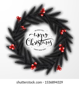 vector illustration of happy new year gold and black collors place for text christmas balls
