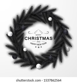 vector illustration of happy new year gold and black collors place for text christmas balls