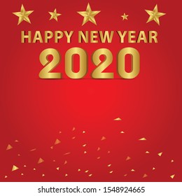 Vector illustration of happy new year, red and gold collors, putting text 2020