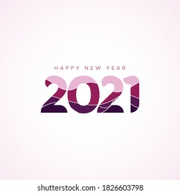 Vector Illustration Happy New Year 2021 text design. Wave style, celebtration typography  for Merry Christmas and Happy New Year. Abstract Design