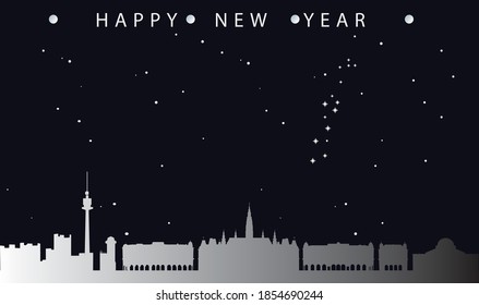 ilustración vectorial de la tarjeta Happy new year con el paisaje urbano de Viena