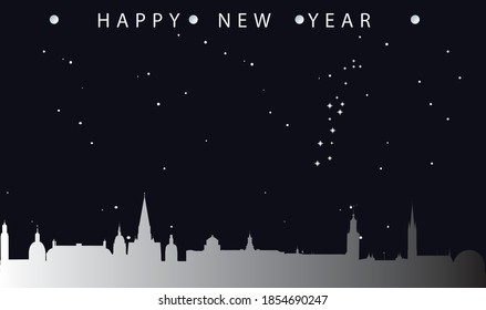 vector illustration of Happy new year card with cityscape of Stockholm