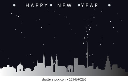vector illustration of Happy new year card with cityscape of Munich