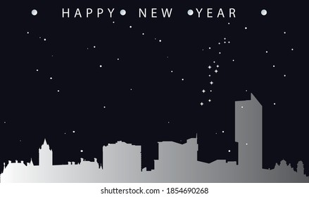 vector illustration of Happy new year card with cityscape of Manchester