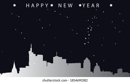 vector illustration of Happy new year card with cityscape of Frankfurt