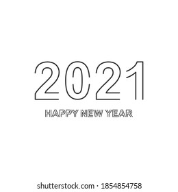 Vector illustration of Happy New Year 2021. Poster line design.