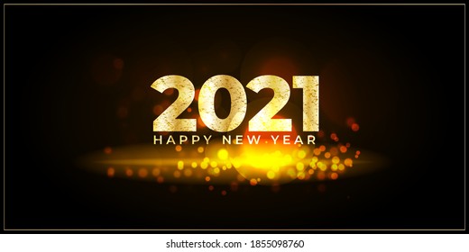 Vector illustration of Happy New Year 2021 greeting with beautiful bokeh background, fireworks, New year wishes poster.