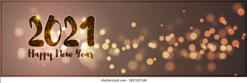 Imagen vectorial de Feliz Año Nuevo 2021 saludando con hermosos antecedentes de bokeh, fuegos artificiales, afiche de deseos de Año Nuevo.