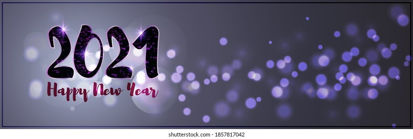 Vector illustration of Happy New Year 2021 greeting with beautiful bokeh background, fireworks, New year wishes poster.