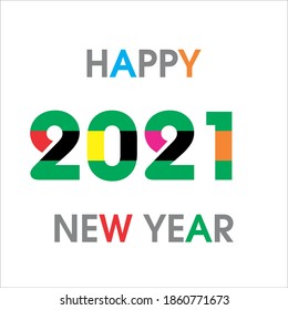 Vector illustration Happy New Year elegant card in colorful style for your seasonal holidays banners. Flyers, greetings, invitations, Christmas themed congratulations.