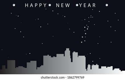 vector illustration of Happy new year greeting card with cityscape of Los Angeles